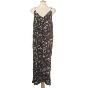 Rope Picnic Strappy Open Back Maxi Dress Black Floral Rayon Women Size 38/Small